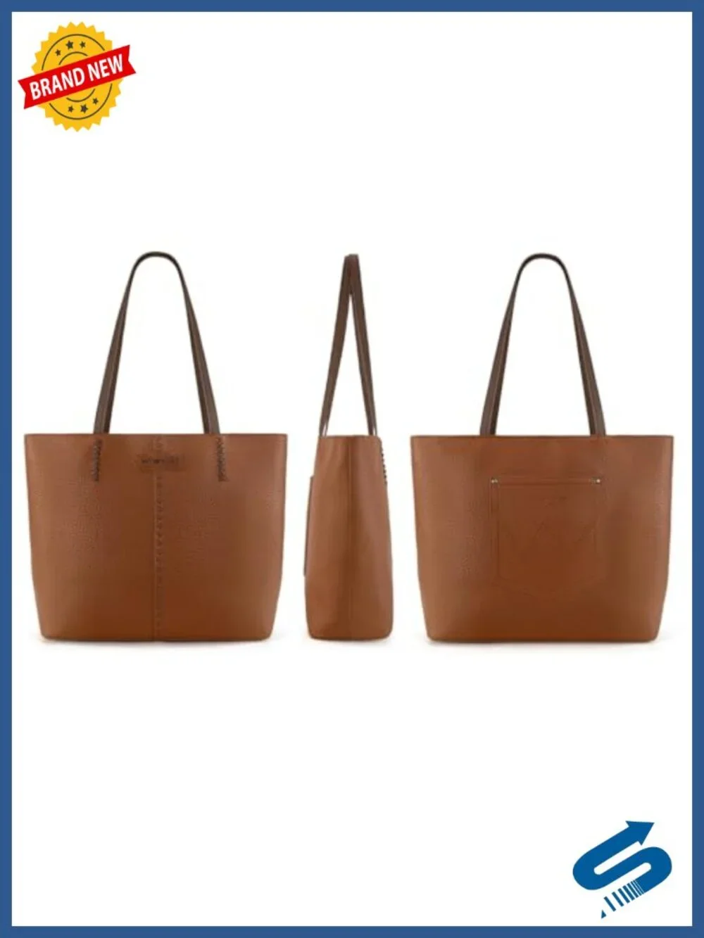 Faux Leather Tote Bag Satchel Shoulder Hobo with Pockets